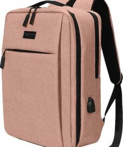 Korting โค๏ธ ZILOU® Rugzak - 15,6 Inch Laptop Rugtas - USB Poort - Waterafstotend - Roze ๐