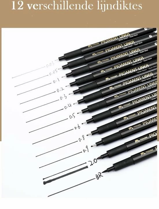 Groothandel 🔔 MOBEE-Fineliners-Zwart-11 Stuks + 1 Brushpen-Vervanging Van Sakura-Watervast-Pigment Liner-Super Inkt-Tekenen-Schrijven-Handlettering-Schetsen-Kalligrafie ⌛ 4 Groothandel 🔔 MOBEE-Fineliners-Zwart-11 Stuks + 1 Brushpen-Vervanging Van Sakura-Watervast-Pigment Liner-Super Inkt-Tekenen-Schrijven-Handlettering-Schetsen-Kalligrafie ⌛ - Afbeelding 2