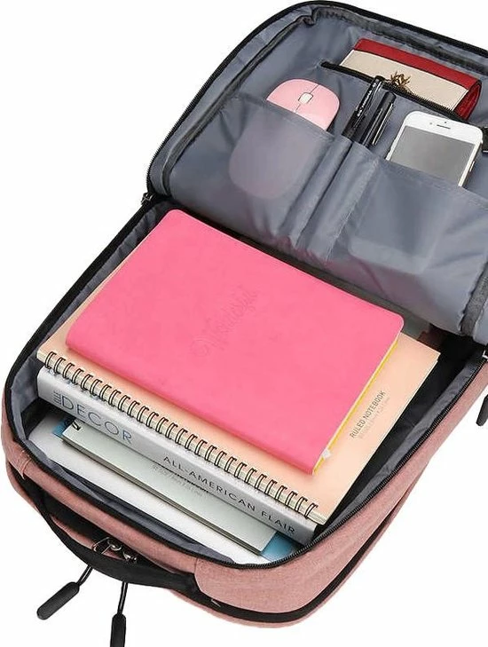 Korting โค๏ธ ZILOU® Rugzak - 15,6 Inch Laptop Rugtas - USB Poort - Waterafstotend - Roze ๐ 4 Korting โค๏ธ ZILOU® Rugzak - 15,6 Inch Laptop Rugtas - USB Poort - Waterafstotend - Roze ๐ - Afbeelding 2