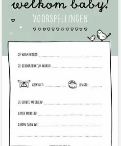 Beste Pirce 🎁 Babyshower Invulkaarten Groen | 15 Stuks | Baby Voorspellingskaarten | Jongen En Meisje | Thuismusje 🎁