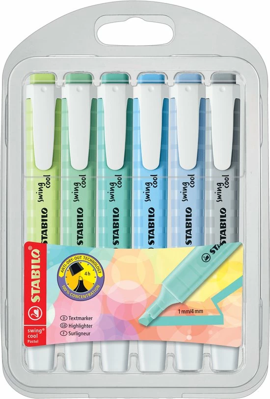 Coupon ❤️ STABILO Swing Cool Pastel IN KOUDE KLEUREN - Markeerstift - Etui Met 6 Pastel Kleuren 🔔 3 Coupon ❤️ STABILO Swing Cool Pastel IN KOUDE KLEUREN - Markeerstift - Etui Met 6 Pastel Kleuren 🔔