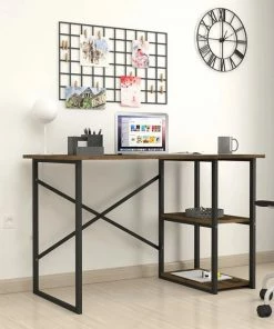 Alternative view of Nieuw 🎁 Desquality Desq-Bureau Tafel - Laptop Tafel - Industrieel - MDF/Metaal - Bruin/Zwart - 120x75X60 😍
